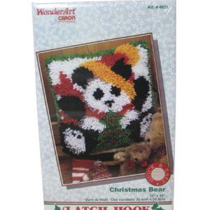 Wonderart Caron Christmas Bear Latch Hook Rug Kit 12x12 Panda Craft NEW NIB